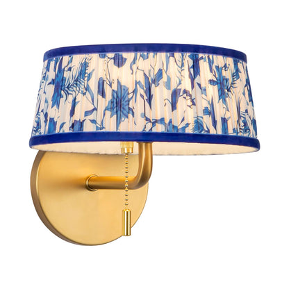 Scout Wall Light in Brushed Gold/Blue Linen (8.13-Inch).