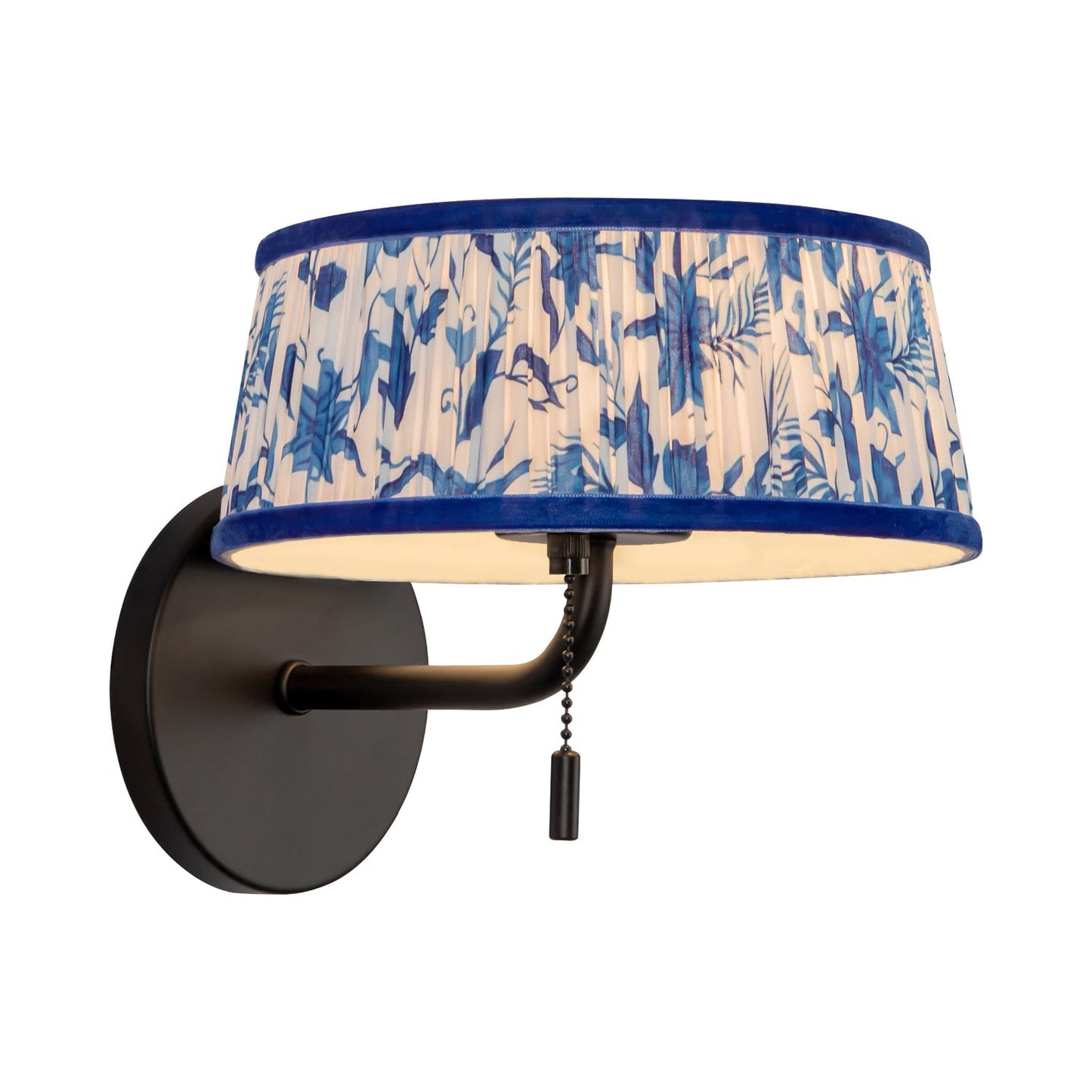 Scout Wall Light in Matte Black/Blue Linen (8.13-Inch).