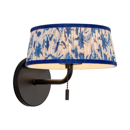 Scout Wall Light in Matte Black/Blue Linen (8.13-Inch).