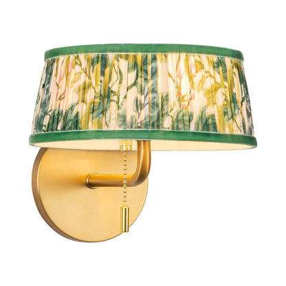 Scout Wall Light in Brushed Gold/Green Linen (8.13-Inch).