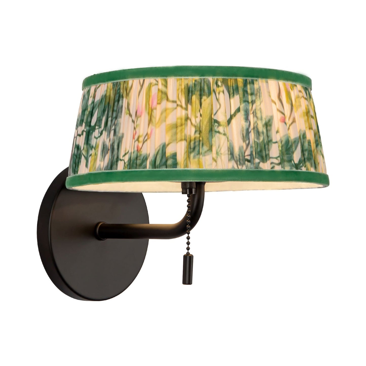 Scout Wall Light in Matte Black/Green Linen (8.13-Inch).