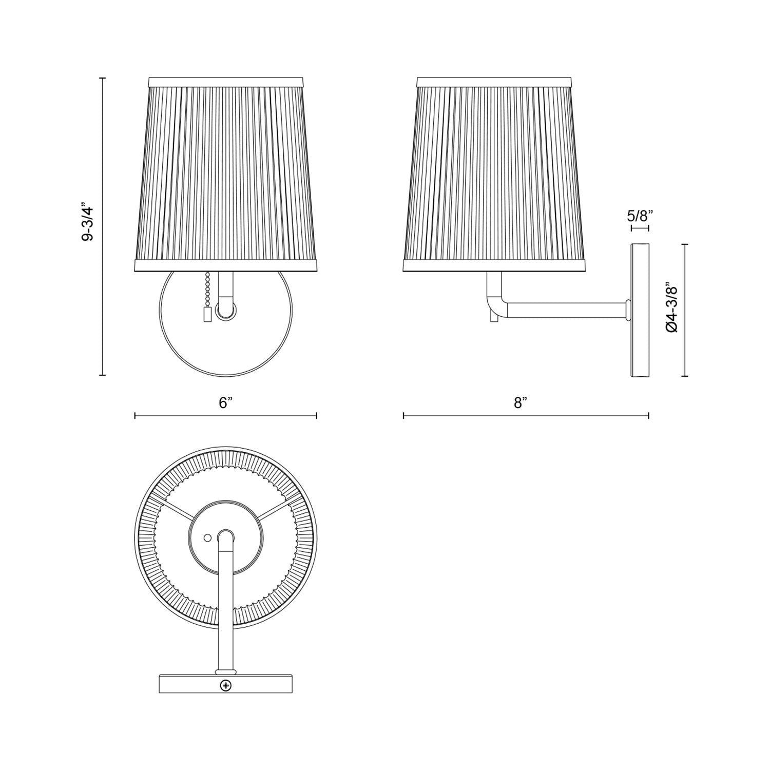 Scout Wall Light - line drawing.