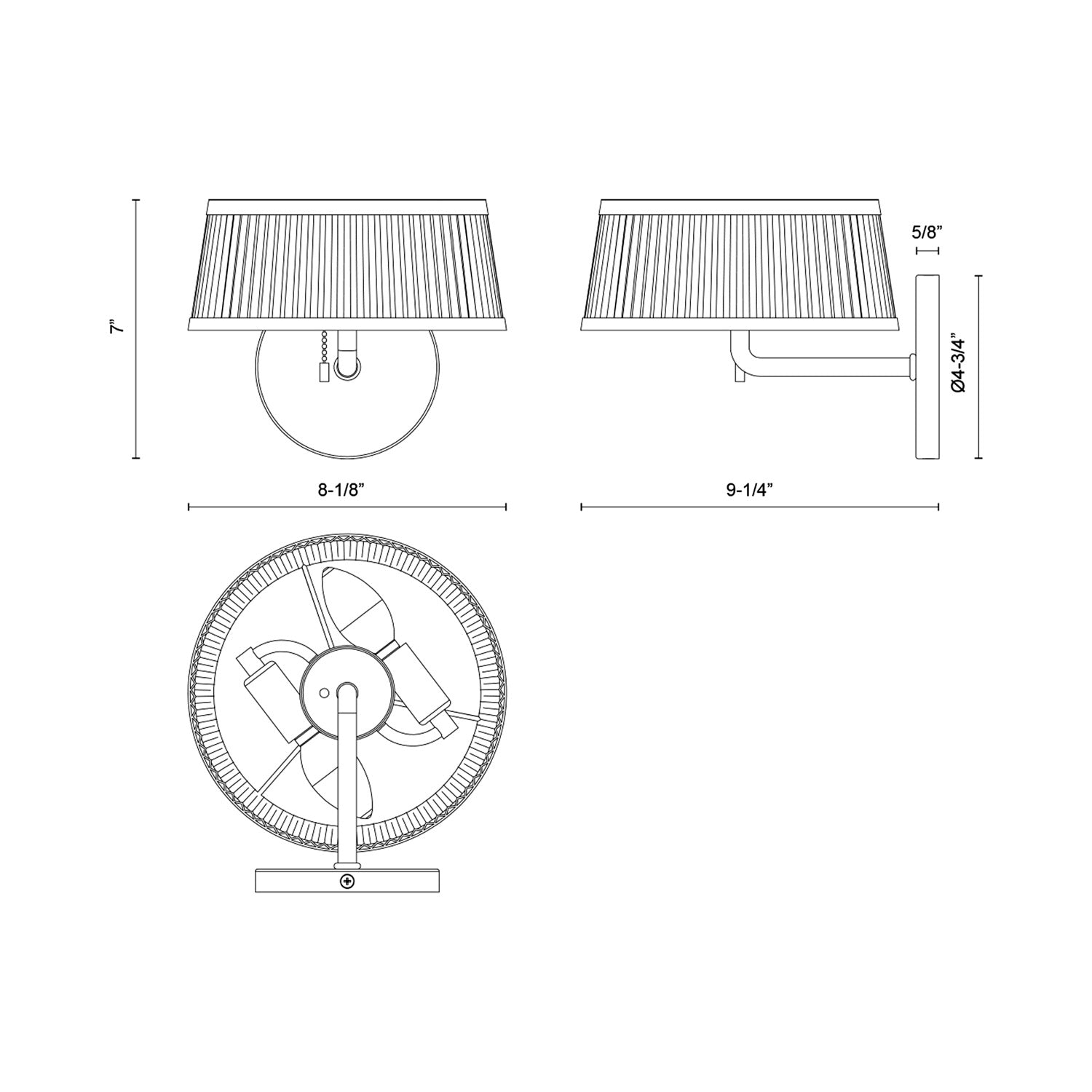 Scout Wall Light - line drawing.