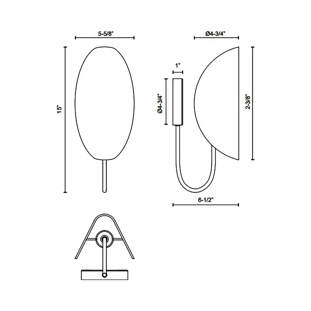 Seno Vanity Wall Light - line drawing.