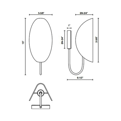 Seno Vanity Wall Light - line drawing.