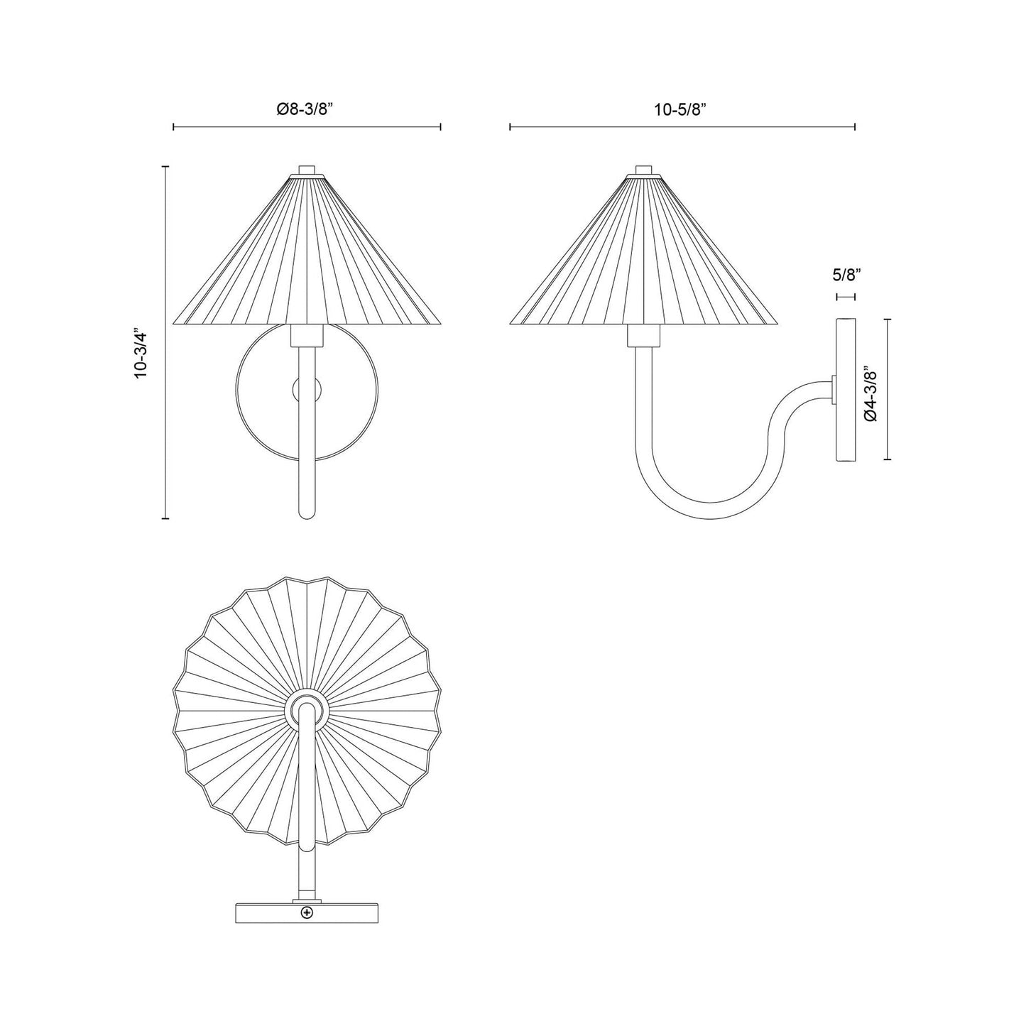 Serena Bath Wall Light - line drawing.