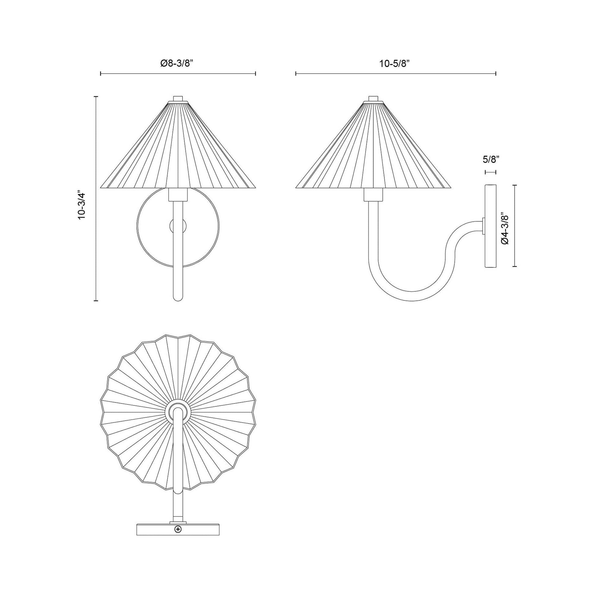 Serena Bath Wall Light - line drawing.