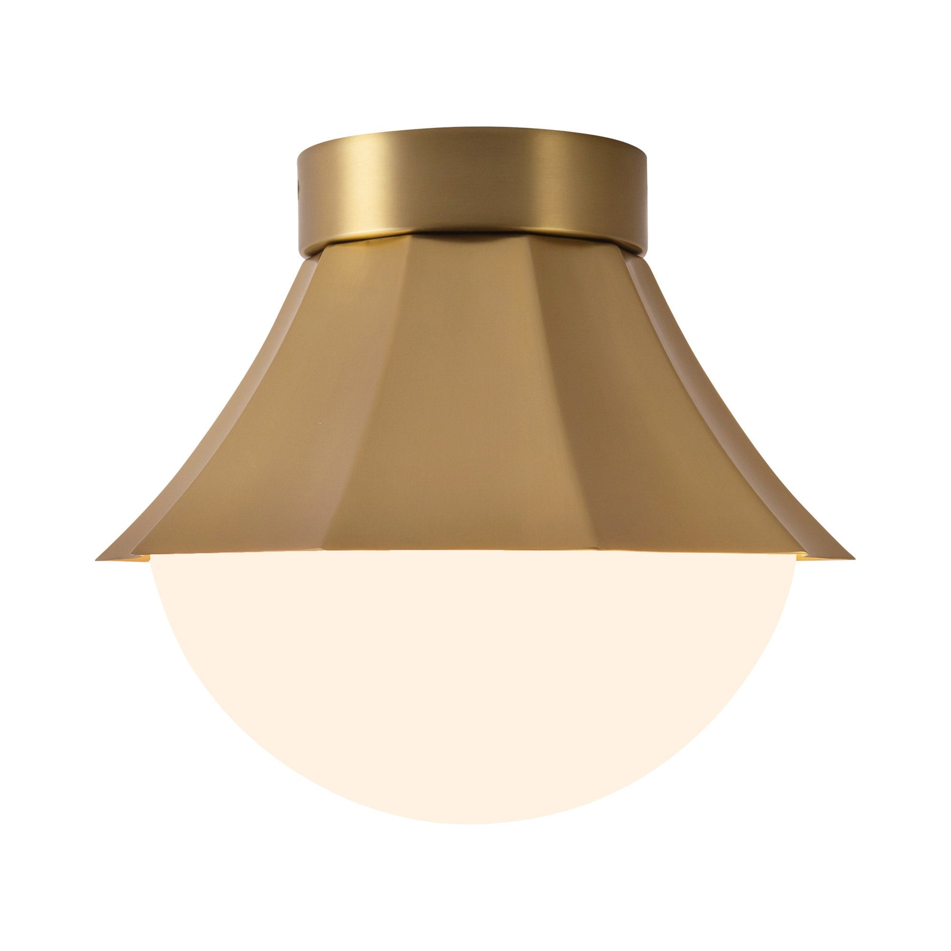 Shelton Semi Flush Mount Ceiling Light in Brushed Gold.