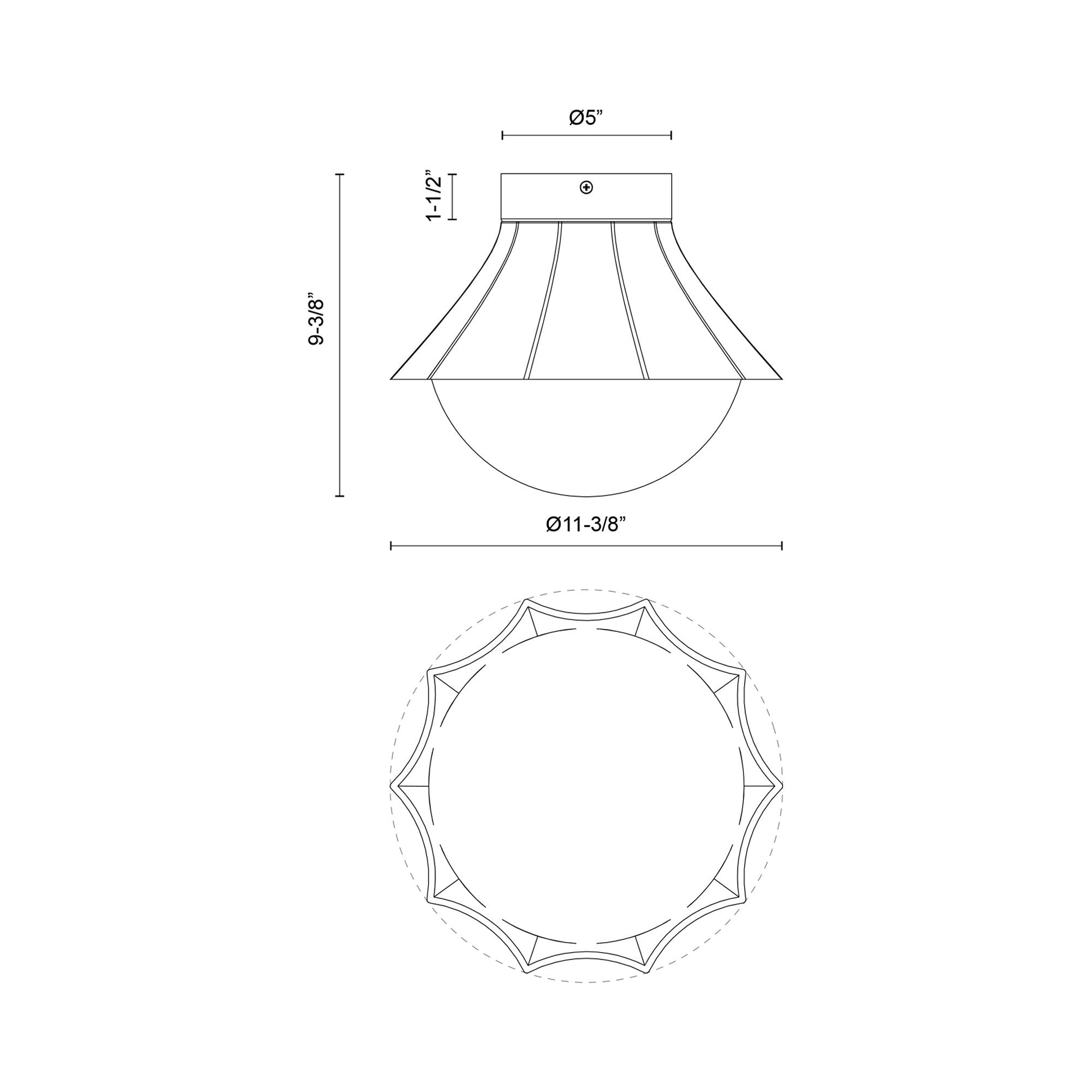 Shelton Semi Flush Mount Ceiling Light - line drawing.