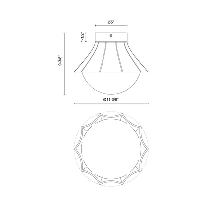 Shelton Semi Flush Mount Ceiling Light - line drawing.