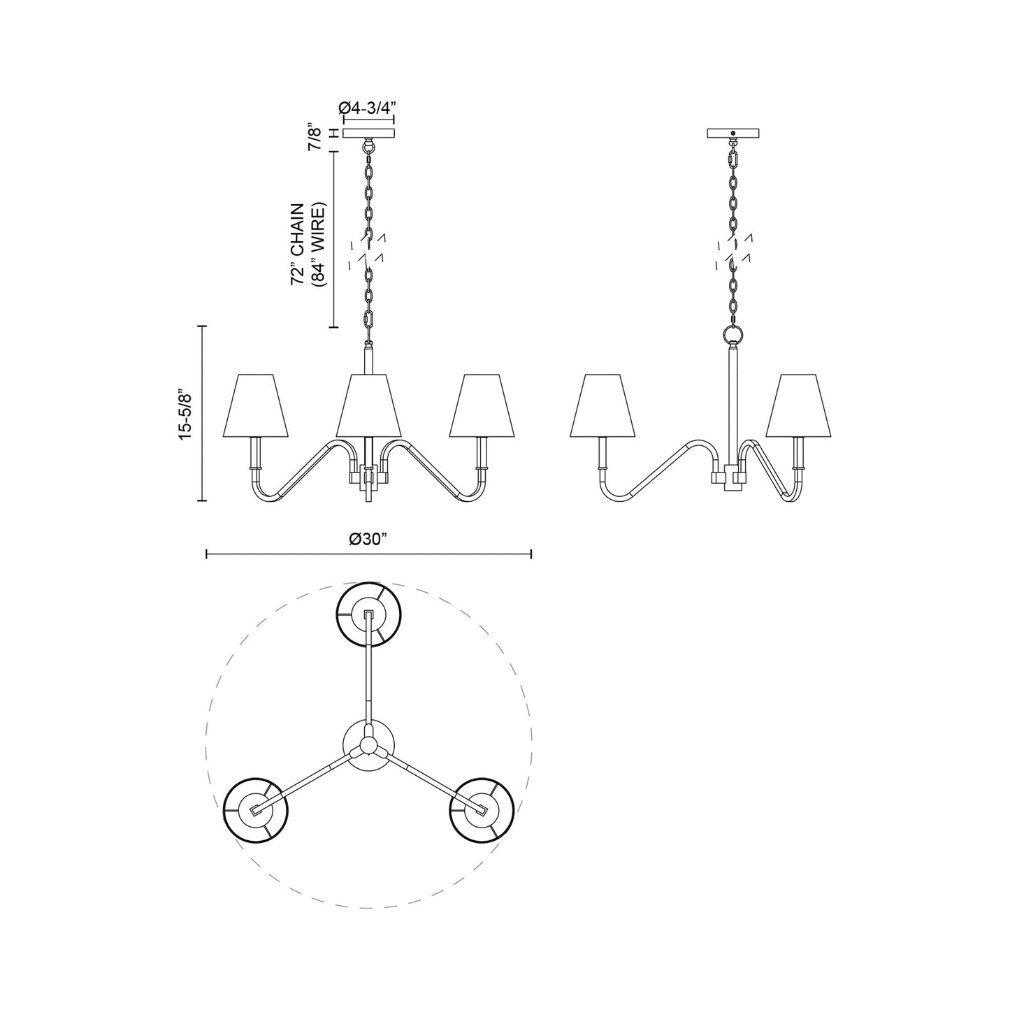 Sloan Chandelier - line drawing.