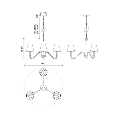 Sloan Chandelier - line drawing.