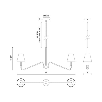 Sloan Linear Pendant Light - line drawing.