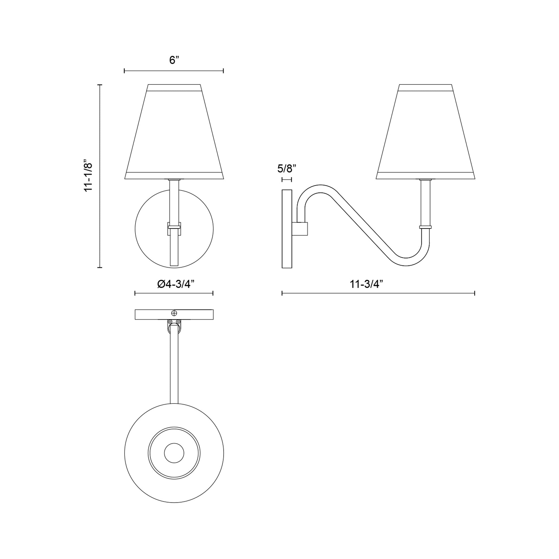 Sloan Wall Light - line drawing.