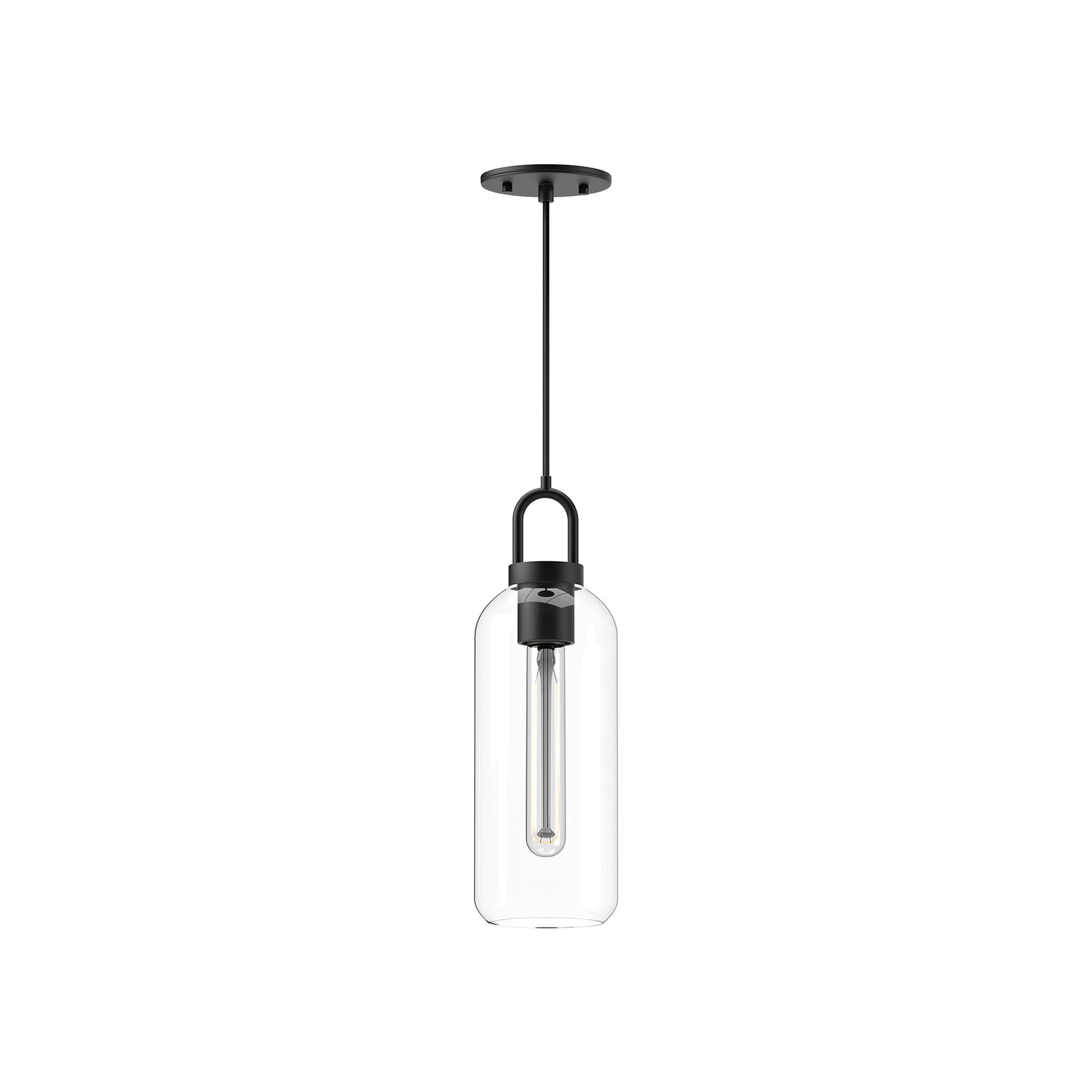 Soji Pendant Light in Matte Black/Clear Glass (Small).