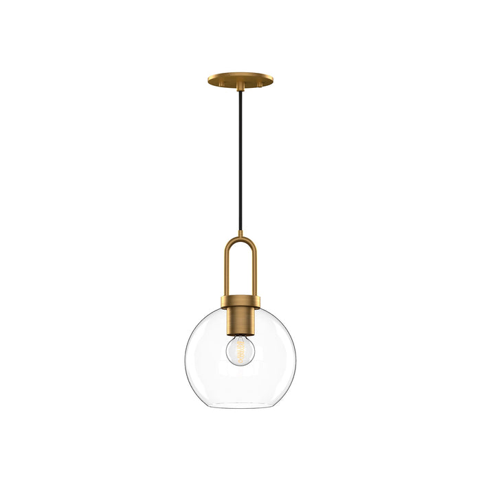 Soji Round Pendant Light in Aged Gold/Clear Glass (Small).
