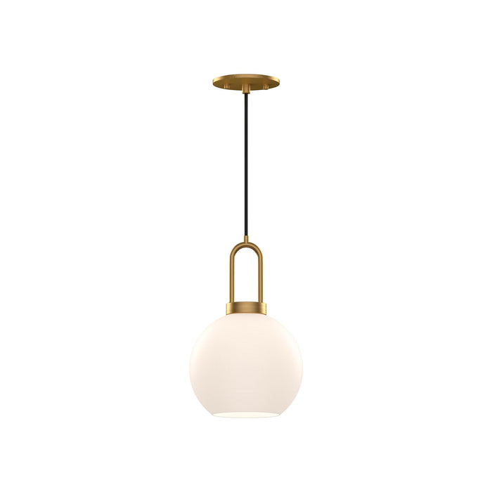 Soji Round Pendant Light in Aged Gold/Opal Matte Glass (Small).
