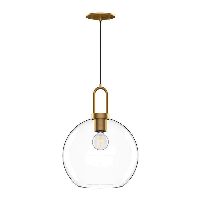 Soji Round Pendant Light in Aged Gold/Clear Glass (Large).