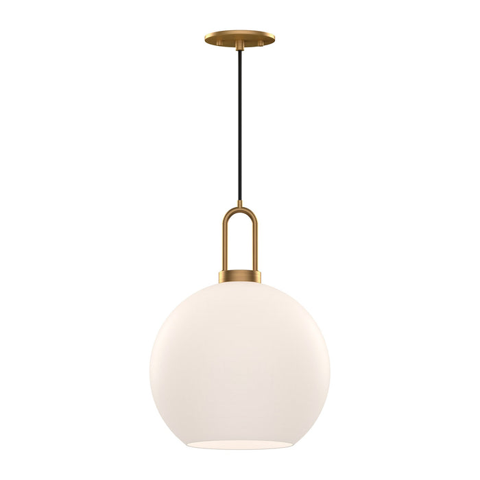 Soji Round Pendant Light in Aged Gold/Opal Matte Glass (Large).