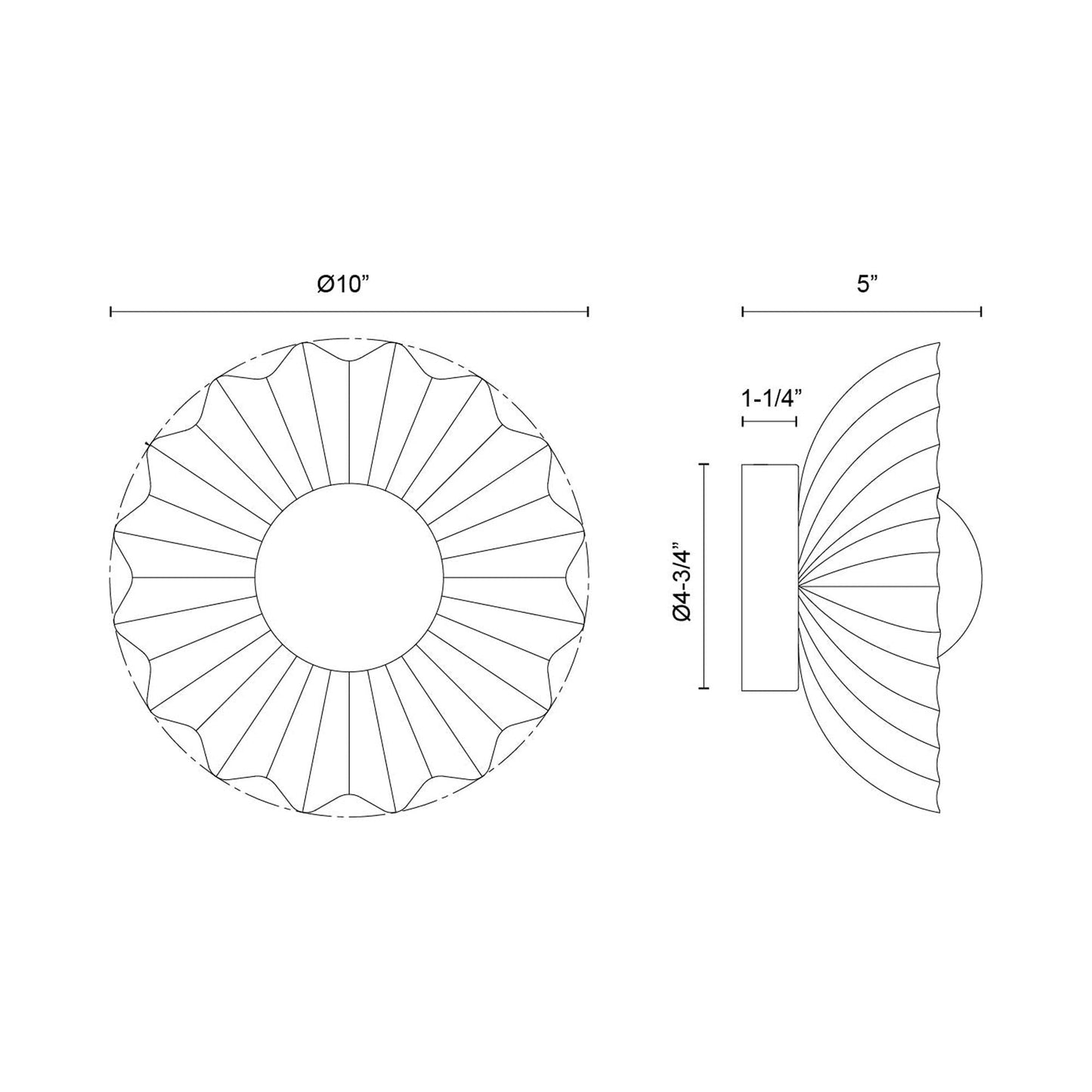 Soleil LED Bath Wall Light - line drawing.