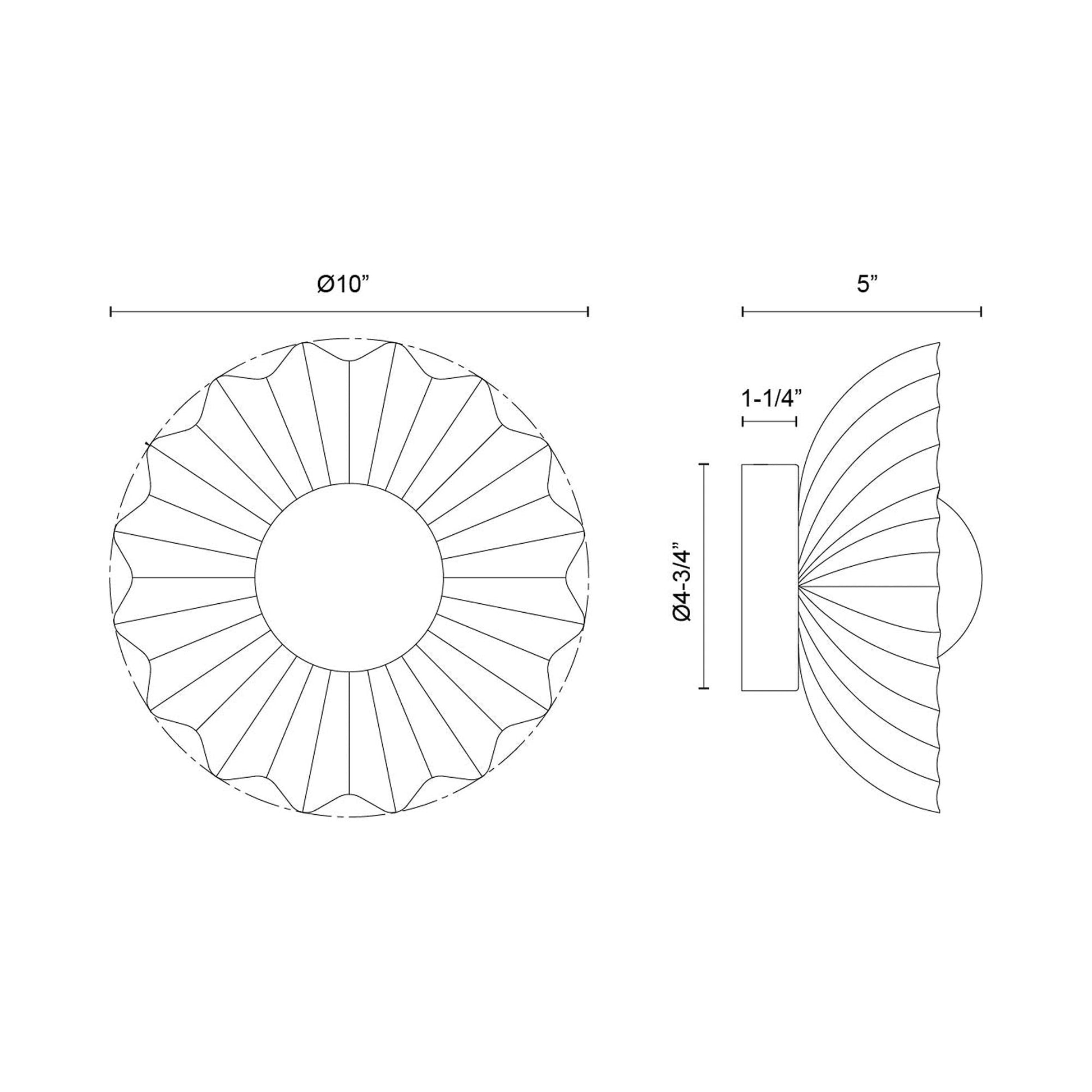 Soleil LED Bath Wall Light - line drawing.