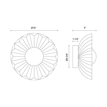 Soleil LED Bath Wall Light - line drawing.