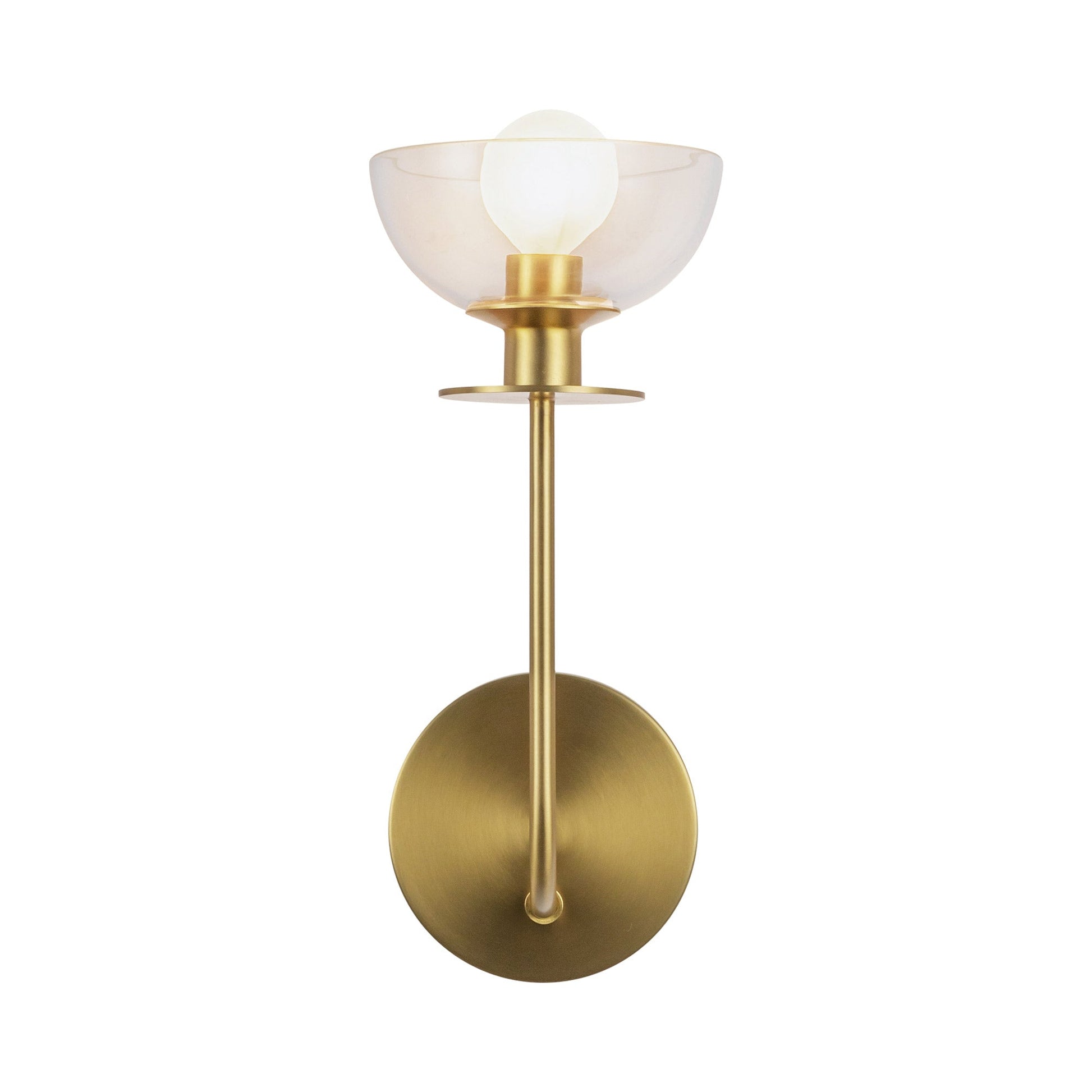 Sylvia 1-Light Bath Wall Light in Brushed Gold.
