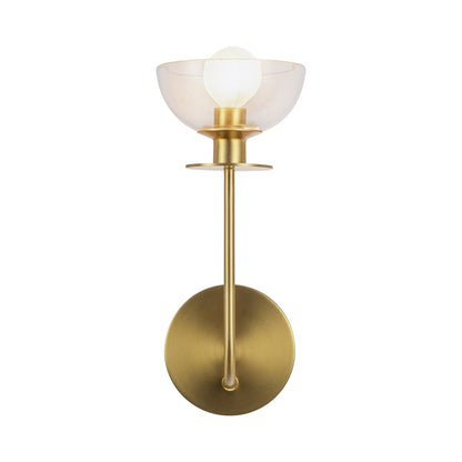 Sylvia 1-Light Bath Wall Light in Brushed Gold.