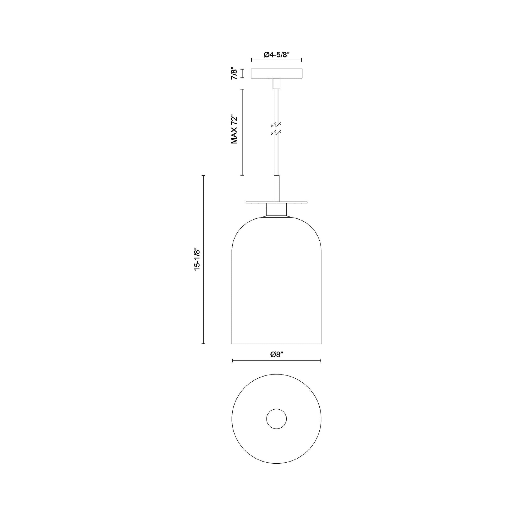 Sylvia Pendant Light - line drawing.