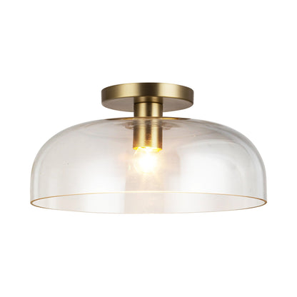 Sylvia Semi Flush Mount Ceiling Light in Brushed Gold.