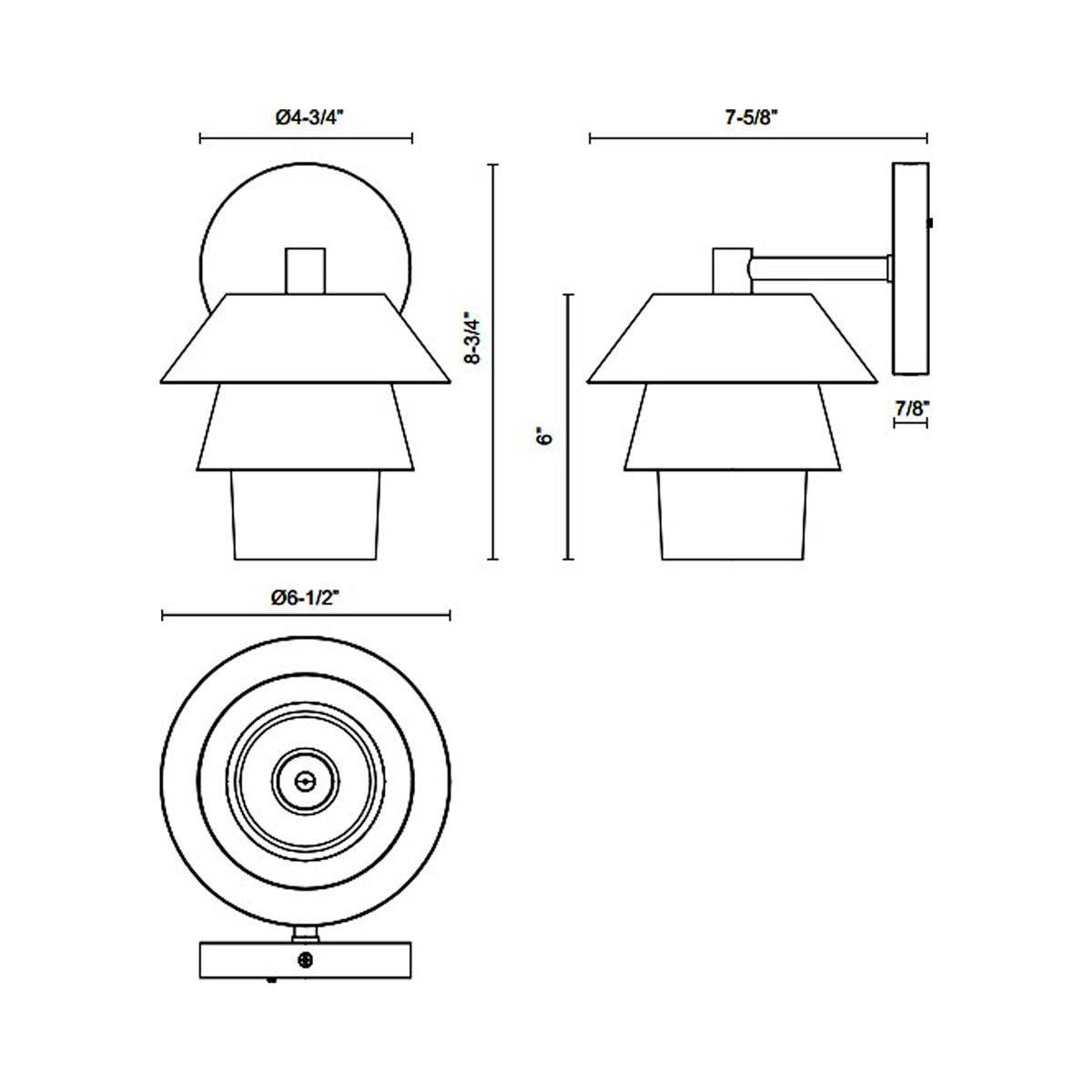 Tetsu Vanity Wall Light - line drawing.