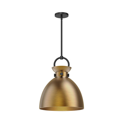 Waldo 4113 Pendant Light in Matte Black/Aged Gold (Medium).