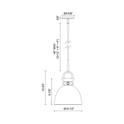 Waldo 4113 Pendant Light - line drawing.