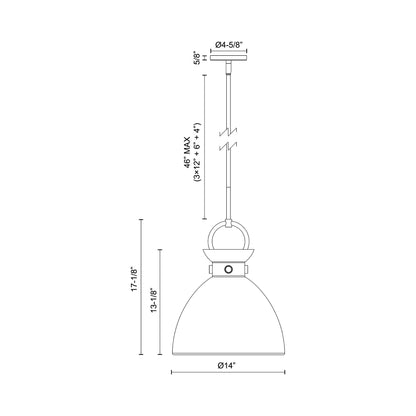 Waldo 4113 Pendant Light - line drawing.