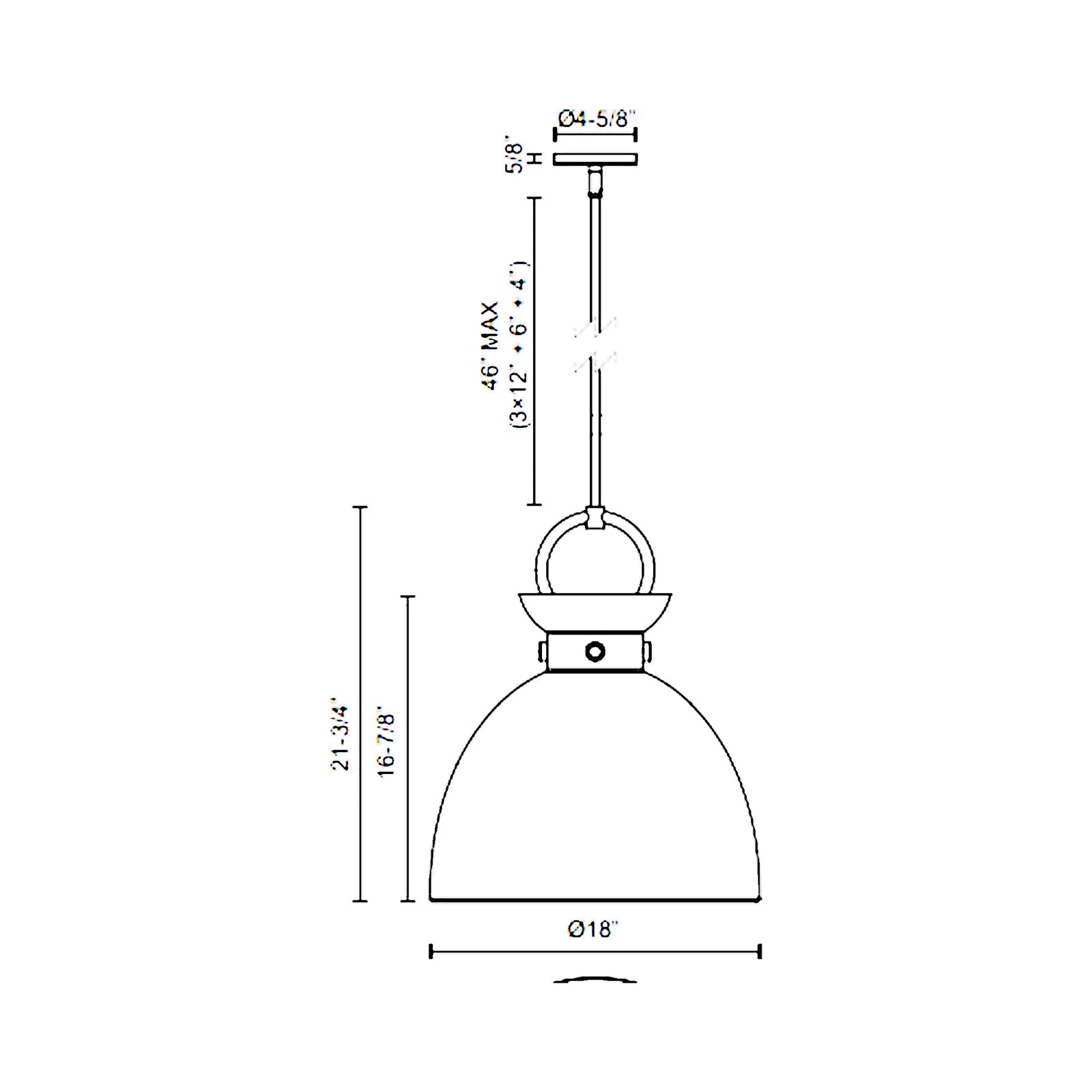 Waldo 4113 Pendant Light - line drawing.