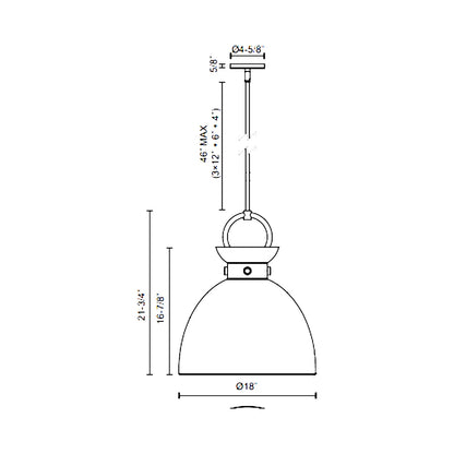 Waldo 4113 Pendant Light - line drawing.