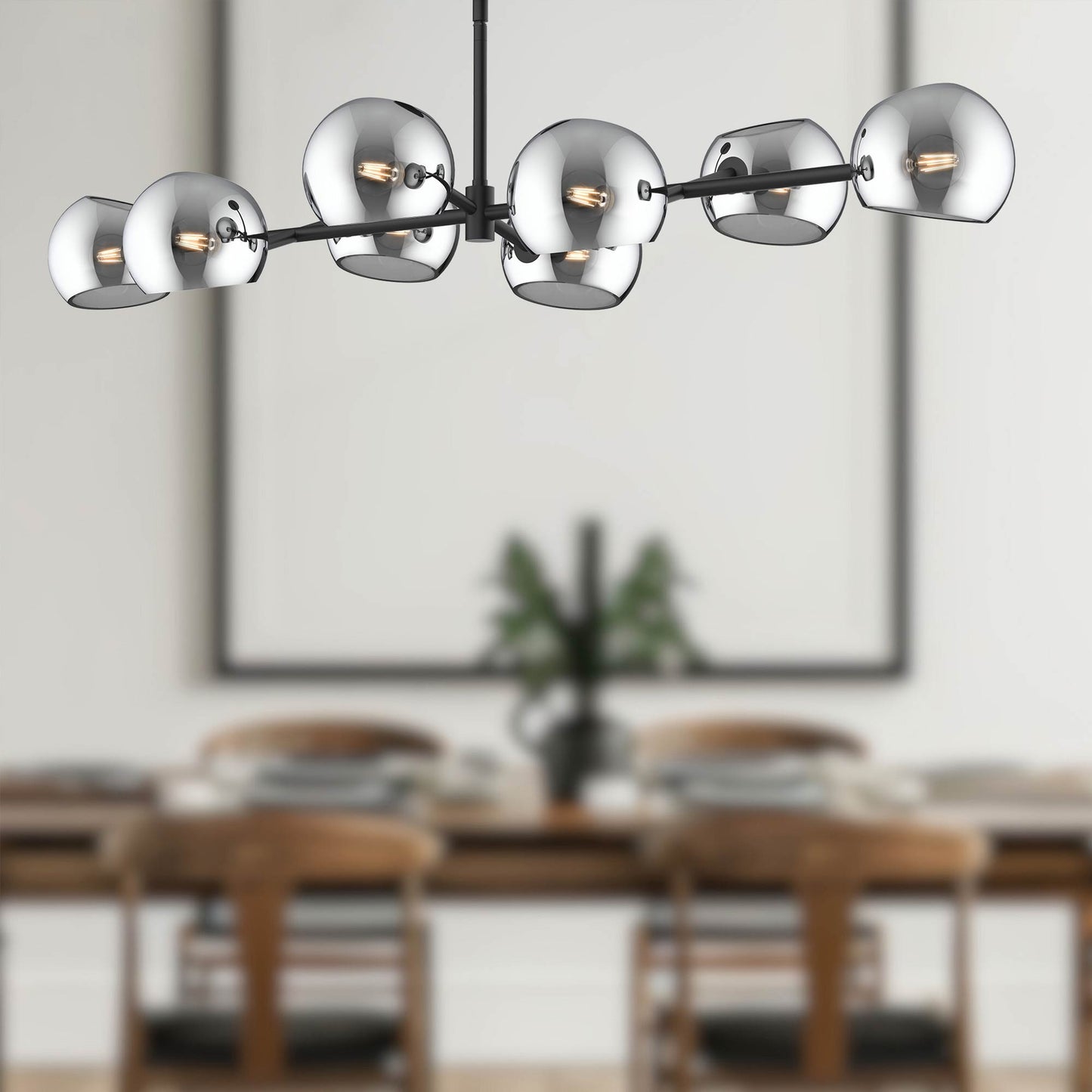 Willow Linear Pendant Light in dining room.