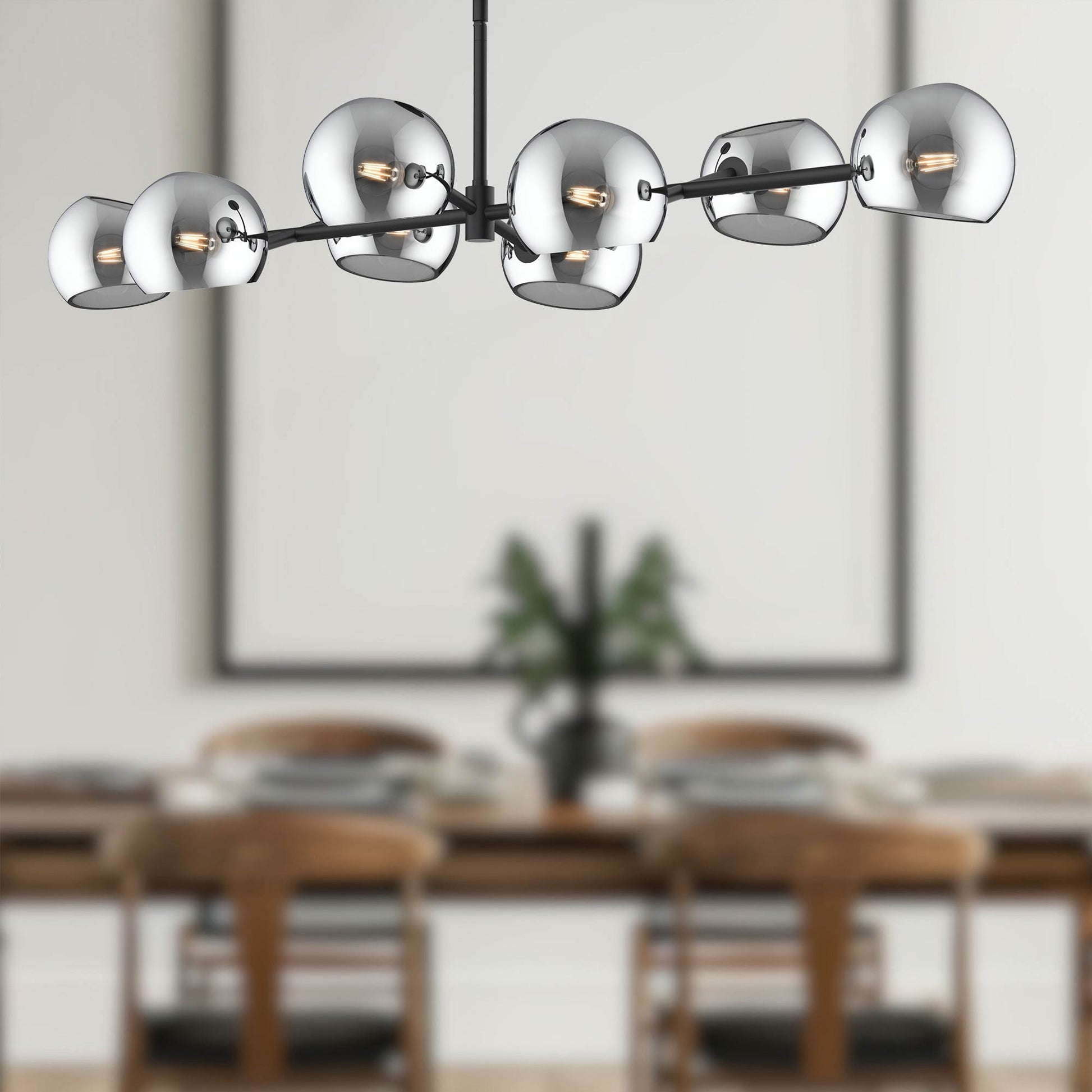 Willow Linear Pendant Light in dining room.