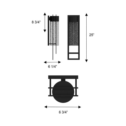 2 Step Outdoor LED Wall Light - line drawing.