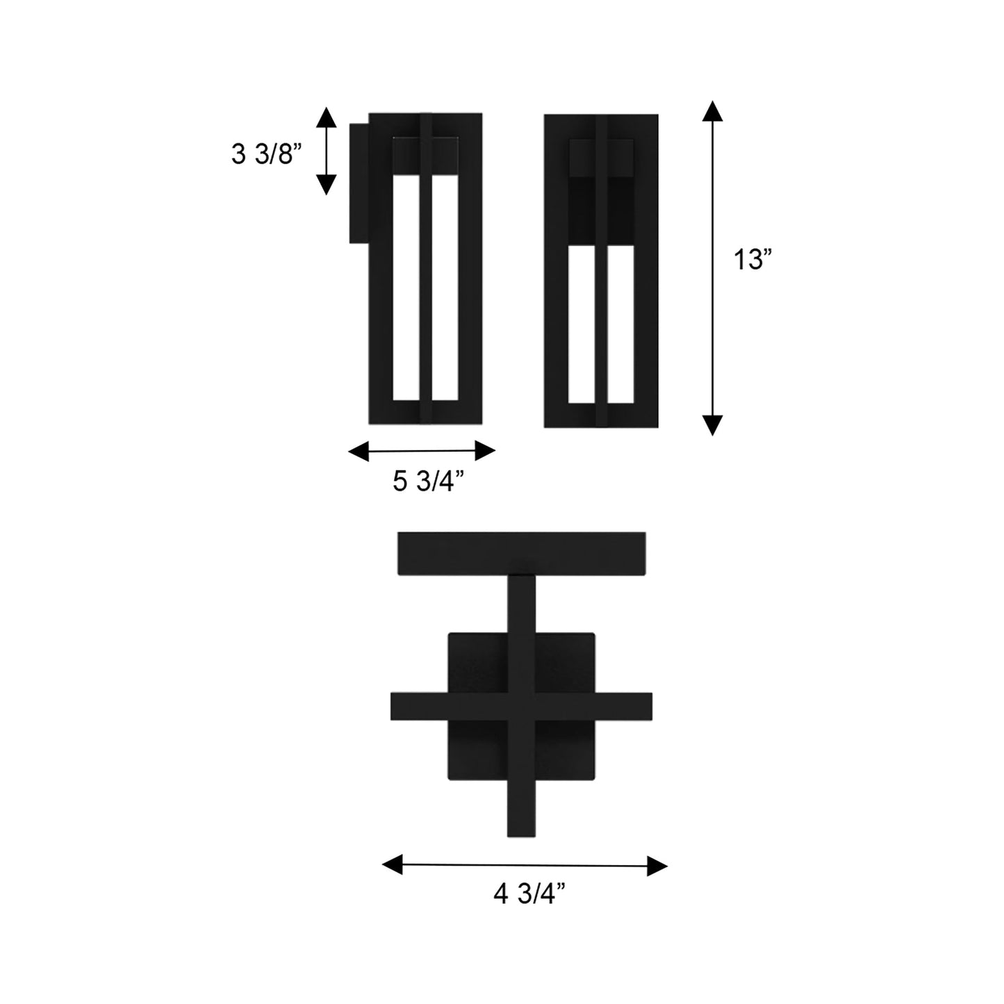4 Bar Outdoor LED Wall Light - line drawing.