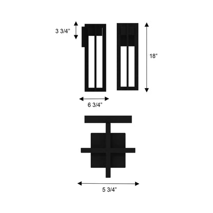 4 Bar Outdoor LED Wall Light - line drawing.
