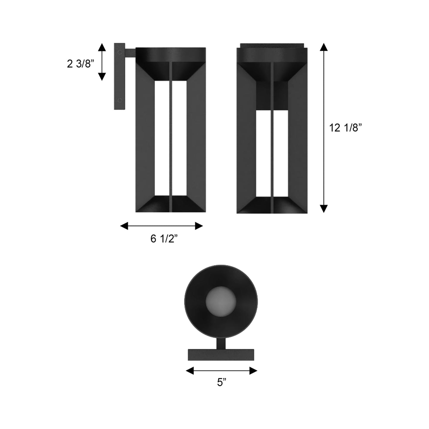Aura Outdoor LED Wall Light - line drawing.