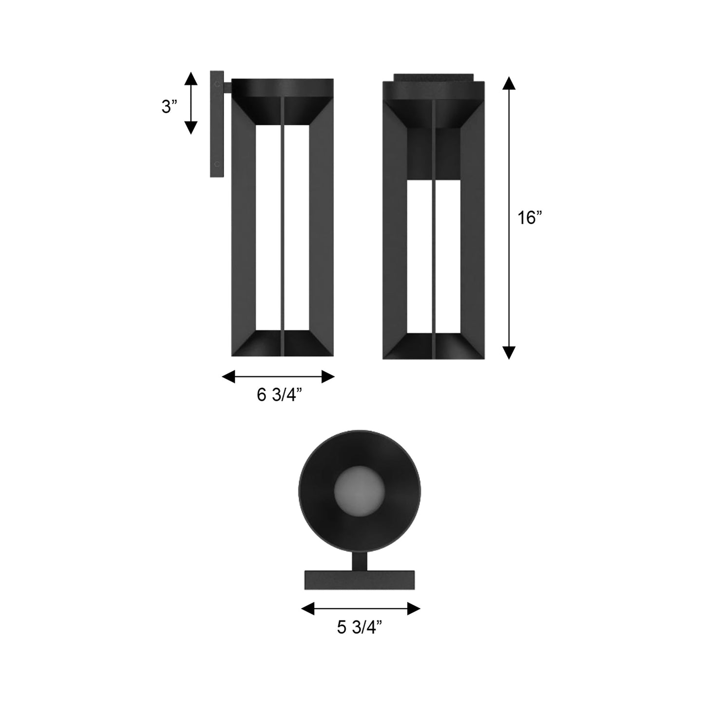 Aura Outdoor LED Wall Light - line drawing.