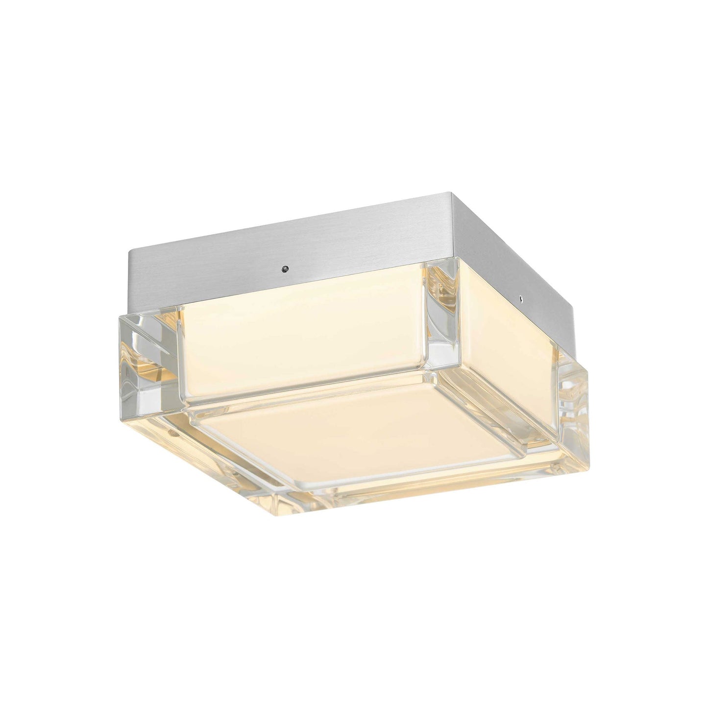 Box Outdoor LED Flush Mount Ceiling Light in Brushed Aluminum (5-Inch).