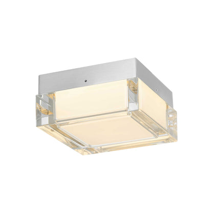 Box Outdoor LED Flush Mount Ceiling Light in Brushed Aluminum (5-Inch).