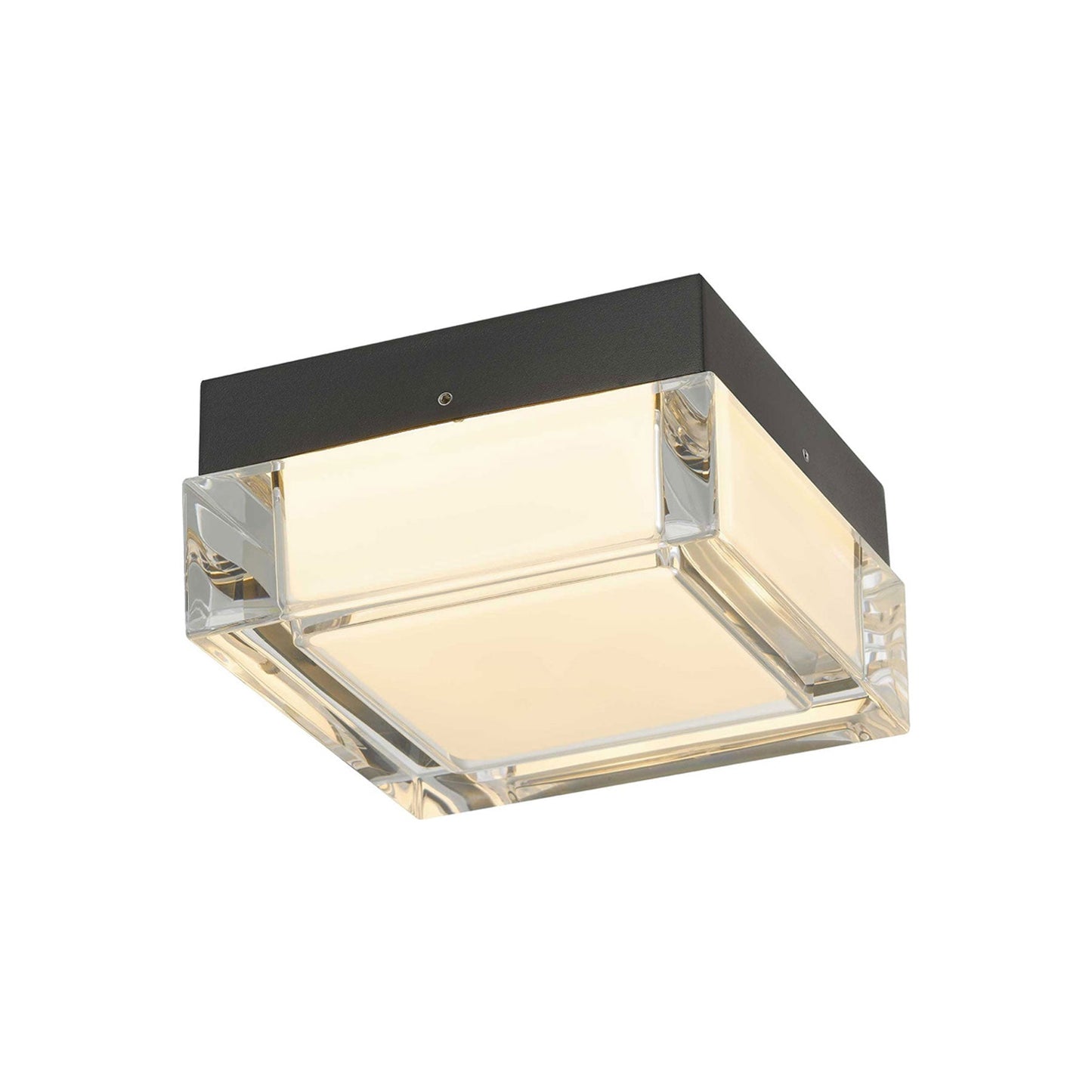 Box Outdoor LED Flush Mount Ceiling Light in Sand Black (5-Inch).