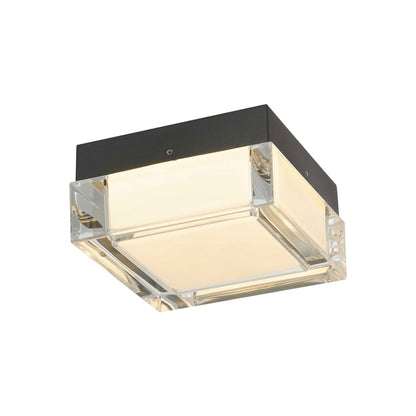 Box Outdoor LED Flush Mount Ceiling Light in Sand Black (5-Inch).