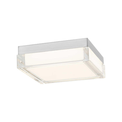 Box Outdoor LED Flush Mount Ceiling Light in Brushed Aluminum (8-Inch).