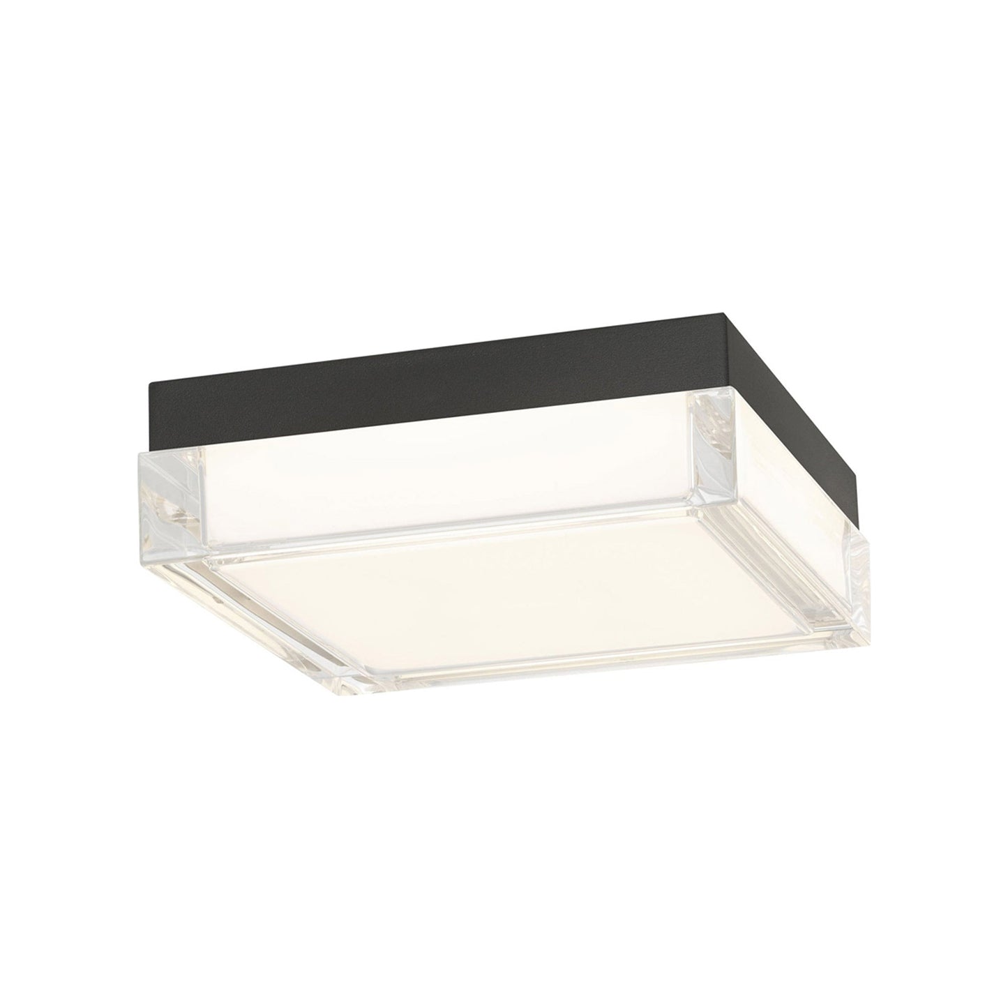 Box Outdoor LED Flush Mount Ceiling Light in Sand Black (8-Inch).