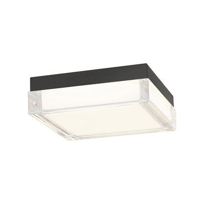 Box Outdoor LED Flush Mount Ceiling Light in Sand Black (8-Inch).